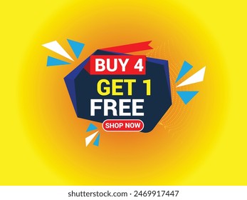 Buy 4 Get 1 Free Banner, Special Offer Banner, Big Sale, Sale Banner, Banner Design Template.
