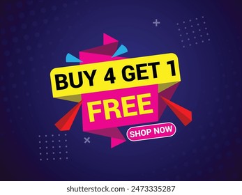 Buy 4 Get 1 Free Banner, Special Offer Banner, Big Sale, Sale Banner, Banner Design Template.