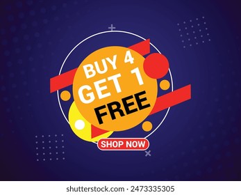 Buy 4 Get 1 Free Banner, Special Offer Banner, Big Sale, Sale Banner, Banner Design Template.