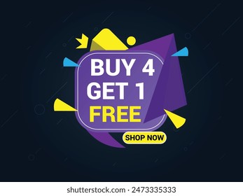 Buy 4 Get 1 Free Banner, Special Offer Banner, Big Sale, Sale Banner, Banner Design Template.