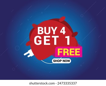 Buy 4 Get 1 Free Banner, Special Offer Banner, Big Sale, Sale Banner, Banner Design Template.