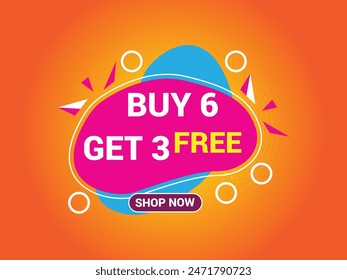 Buy 6 Get 3 Free Banner, Special Offer Banner, Big Sale, Sale Banner, Banner Design Template.