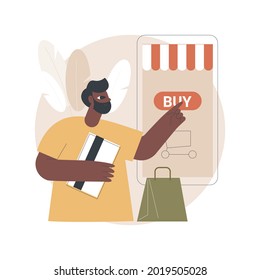Buy abstract concept vector illustration. Website menu bar, e-commerce business, online shopping, product in stock, retail store, shopping list, user account worldwide delivery abstract metaphor.