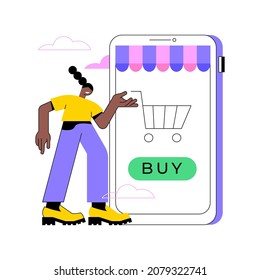 Comprar ilustración vectorial de concepto abstracto. barra de menús del sitio web, comercio electrónico, compras en línea, producto en stock, tienda minorista, lista de compras, cuenta de usuario mundial de entrega metáfora abstracta.