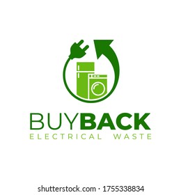 Buy back household waste electrical and electronic equipment logo template. Electrical waste icon. Recycling electrical items logo. E-Waste icon. Washing machine and fridge.