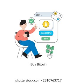 Compra la ilustración del vector de diseño de estilo plano de bitcoin. Ilustración de acciones