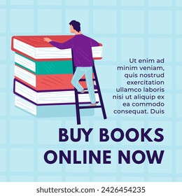 Buy books online now, library or bookstore with offers for bookworms. Educational materials, novels and reading publication for leisure. Promotional banner or advertising, vector in flat style