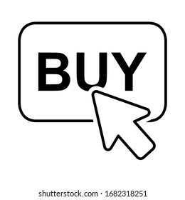 Buy button with cursor icon in modern flat style design. Vector illustration.
