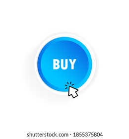 Buy button with cursor. Vector on isolated white background. EPS 10