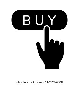 Buy button glyph icon. Add to cart. Online shopping. Digital purchase. Silhouette symbol. Negative space. Vector isolated illustration