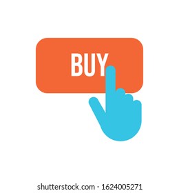 buy button with hand pushing vector illustration design