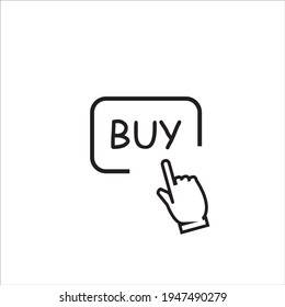 Buy button icon. Clicking hand isolated on white background.