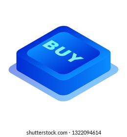 Buy button icon. Isometric of buy button vector icon for web design isolated on white background