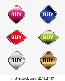 Buy button icon six colors set 