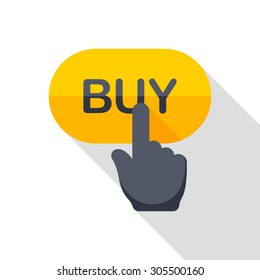 Buy button icon, vector illustration. Flat design style with long shadow,eps10