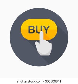 Buy button icon, vector illustration. Flat design style with long shadow,eps10