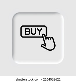 Buy button simple icon vector. Flat design. Neumorphism design.ai
