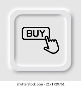 Buy button simple icon vector. Flat design. Neumorphism design.ai