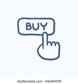 Icono de esbozo del vector del botón Comprar aislado en el fondo. Icono del botón Comprar dibujado a mano. Icono de esbozo del botón Comprar para infografía, sitio web o aplicación.