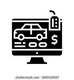 buy car online glyph icon vector. buy car online sign. isolated contour symbol black illustration