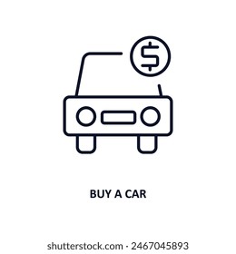 buy a car outline icon.  Thin line icon from commerce collection. Editable vector isolated on white background