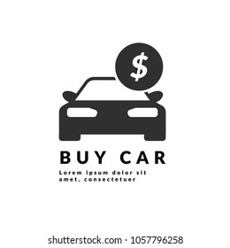 Buy car vector icon. Car and dollar symbol