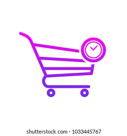 Buy cart dellay shop store time icon. Vector illustration