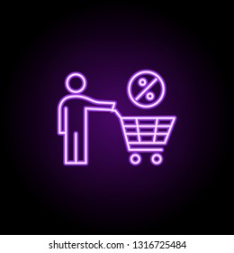 buy, cart, discount  icon. Elements of Professional SEO in neon style icons. Simple icon for websites, web design, mobile app, info graphics
