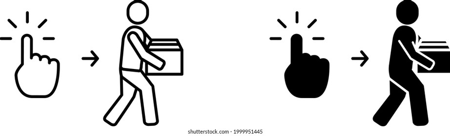 Icono de compra y recogida , vector