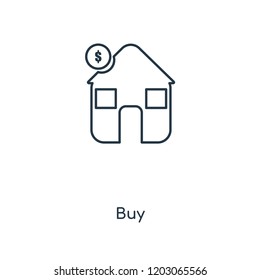 Buy concept line icon. Linear Buy concept outline symbol design. This simple element illustration can be used for web and mobile UI/UX.