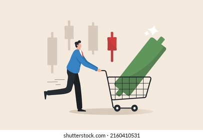 Buy the dip. Successful traders buy when the price is down. Buy the stock when the price is falling. Profitable strategy in a down market. Profit from the market collapse concept. vector illustration svg