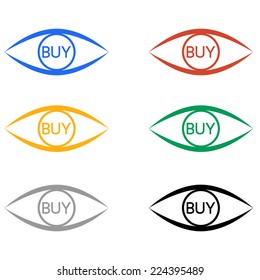 buy eye icon set on white background : business concept vector