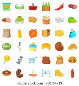 Buy of food icons set. Cartoon style of 36 buy of food vector icons for web isolated on white background