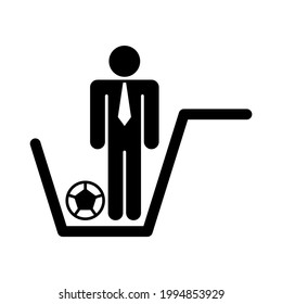 Buy football manager or coach icon and symbol. Ball, people, and basket sign.