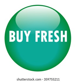 BUY FRESH green grey color round glossy push button, gel like, isolated on white background, fully editable vector illustration EPS 10