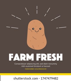 "Buy Fresh" Template Design Concept. Vector illustration of Broccoli. Happy Broccoli Character. Healthy Eating