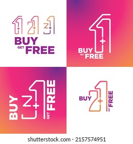 Buy and Get 1 Free, sale tag, banner design template, app icon, vector illustration.