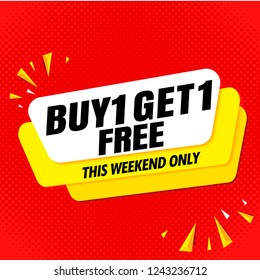 Buy Get Free Sale Banner Template Red