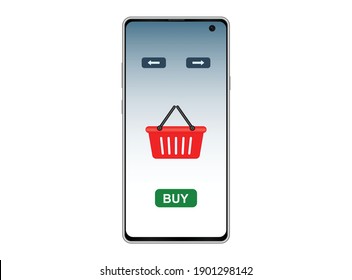 Buy goods on the phone, online shopping, vector illustration