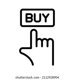 Buy, hand click button icon. Outline style. Vector. Isolate on white background.