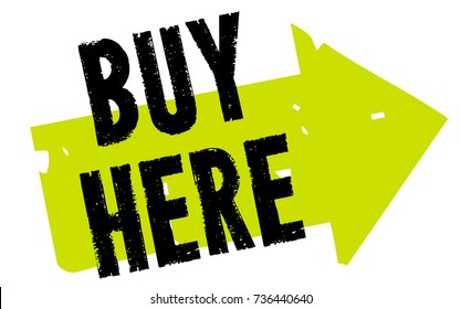 Buy here sticker. Authentic design graphic stamp. Original series