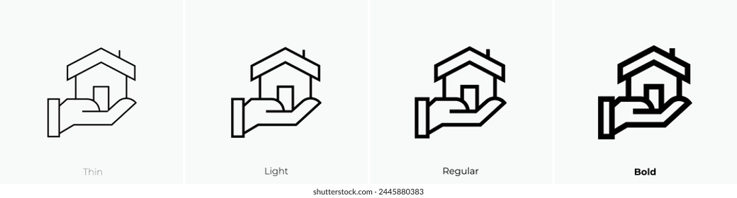 buy home icon. Thin, Light Regular And Bold style design isolated on white background