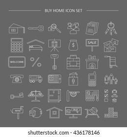 Buy home vector icon set. Renting house vector icon set. 