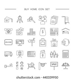 Buy home vector icon set. Renting house vector icon set. Button for websites, the element for brochure, poster, advertising leaflets etc.