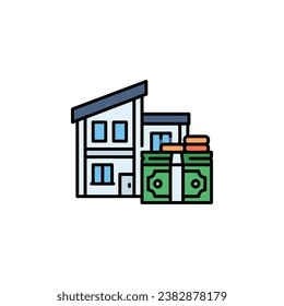 buy house building vector icon. real estate icon filled line style. perfect use for logo, presentation, website, and more. modern icon design color line style