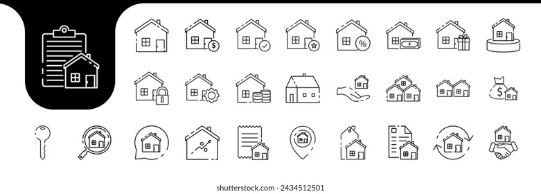 buy house lines icon set collection design vector