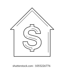 Buy a house vector line icon isolated on white background. House for buy line icon for infographic, website or app.