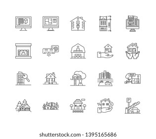 Buy houses line icons, signs, vector set, outline illustration concept  - Shutterstock ID 1395165686