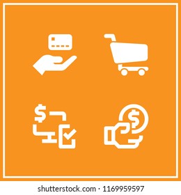 buy icon. 4 buy vector set. shopping cart, pay, transaction and credit card icons for web and design about buy theme
