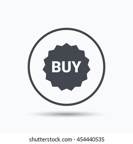 Buy icon. Online shopping star symbol. Circle button with flat web icon on white background. Vector
